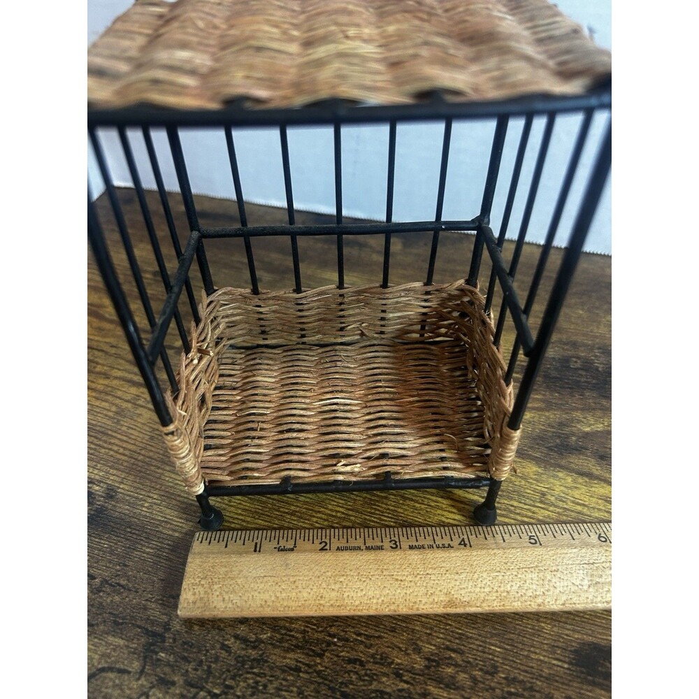 Wicker Metal Wall Basket Shelf Ivy Leaf Bathroom Kitchen Small Organizer Rack - Picture 8 of 14